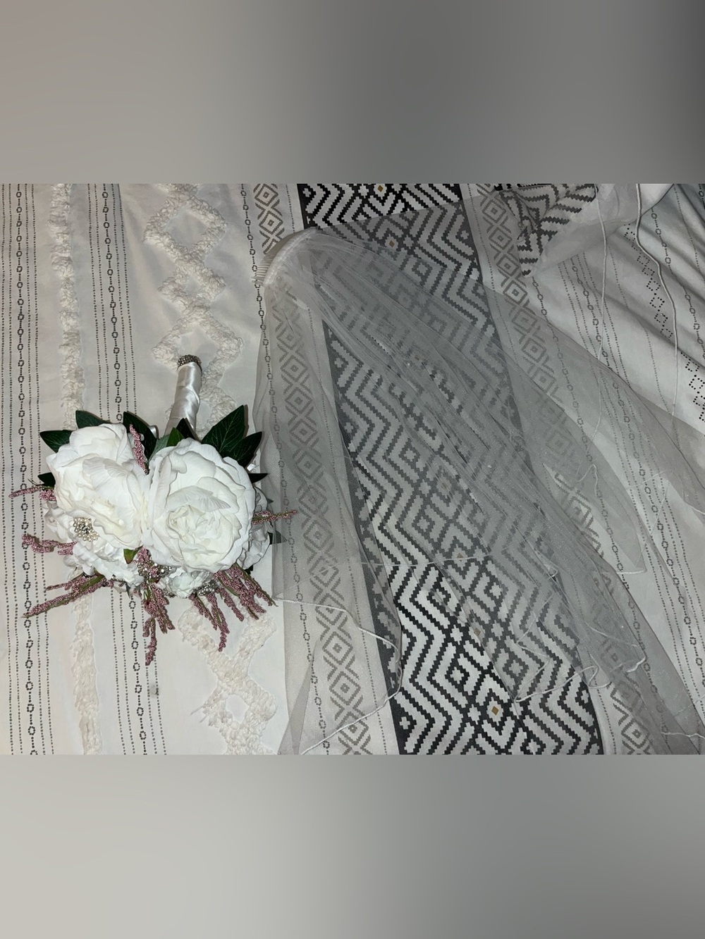 Sheer White Communion Veil with Delicate Beading